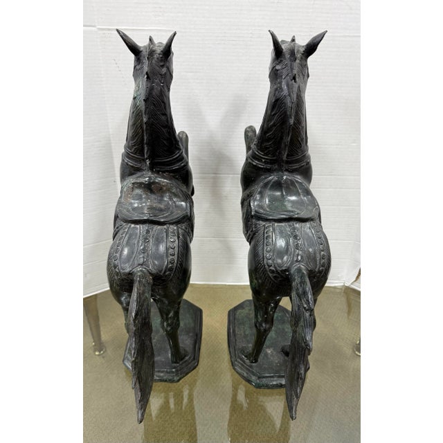 Pair of Prancing Metal Horse Statues Sculptures For Sale In New York - Image 6 of 7