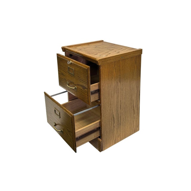 Traditional Vintage Light Brown 2 Drawers End Table Nightstand Cabinet For Sale - Image 3 of 6