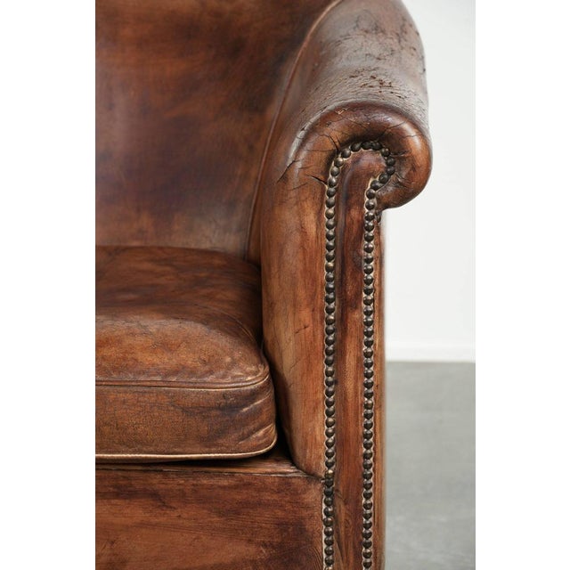 Vintage Club Chair in Sheepskin Leather For Sale - Image 11 of 14
