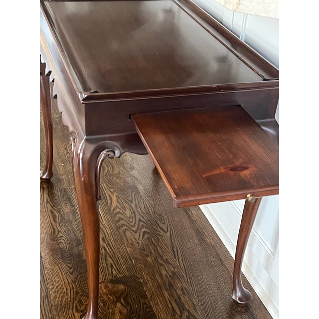 1970s Henkel Harris Signed Mahogany Tea Table Queen Anne Legs For Sale - Image 10 of 11