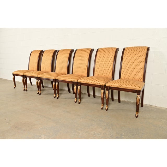 Baker Furniture Style Regency Carved Mahogany and Gold Gilt Dining Chairs, Set of Six For Sale - Image 12 of 12