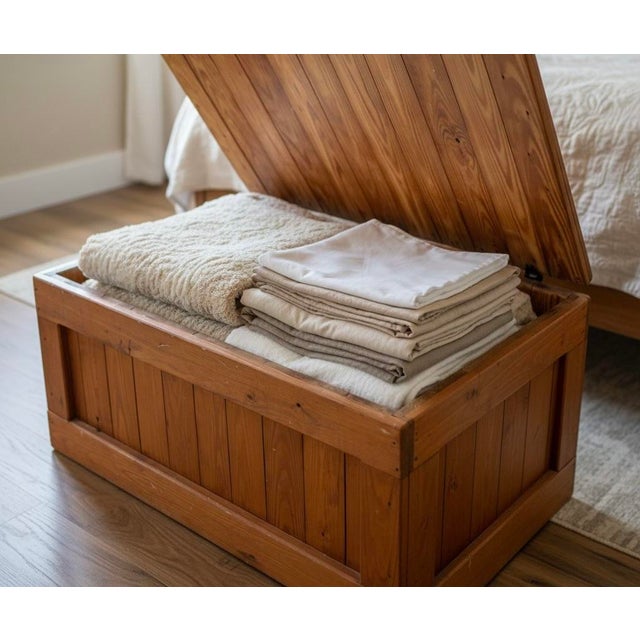 Vintage Pine Storage Chest-Blanket-Trunk-Coffee Table-Rustic Cargo Crate-1980s For Sale - Image 10 of 11