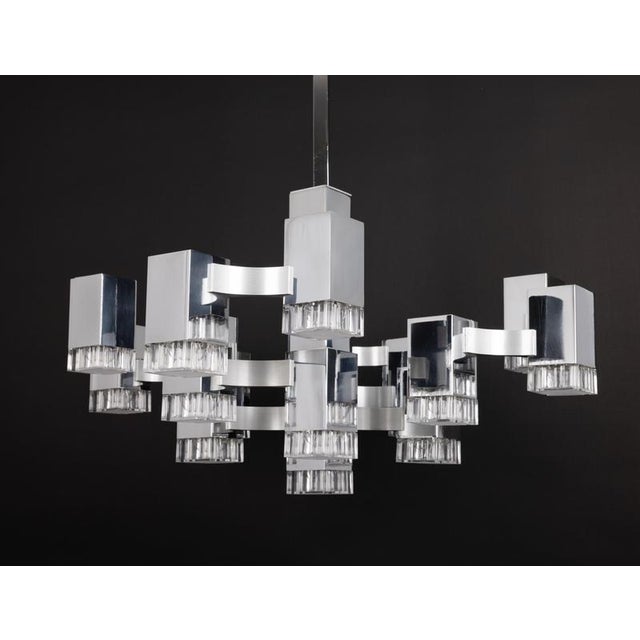 Large Cubic Chrome and Acrylic Glass 17-Light Chandelier by Gaetano Sciolari, Italy, 1960s For Sale - Image 17 of 18