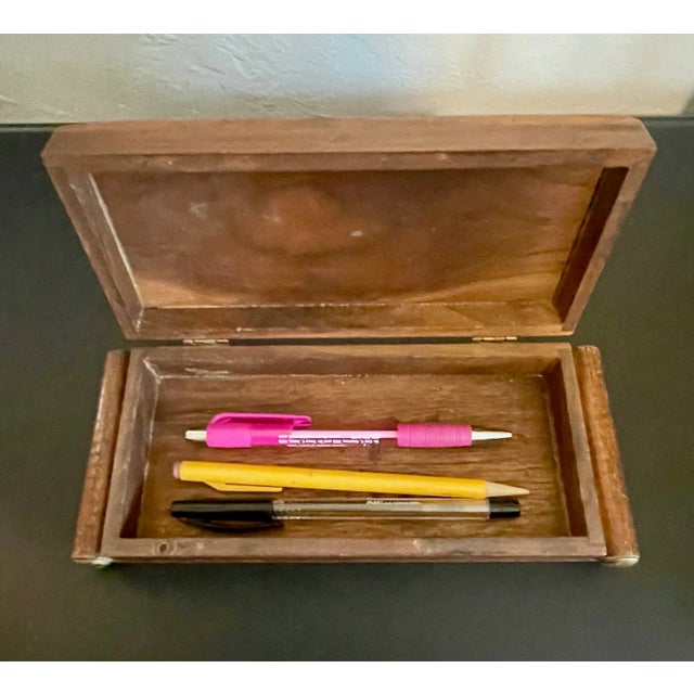 Mid 20th Century Vintage Art Deco Wood Pen and Pencil Box For Sale - Image 5 of 5