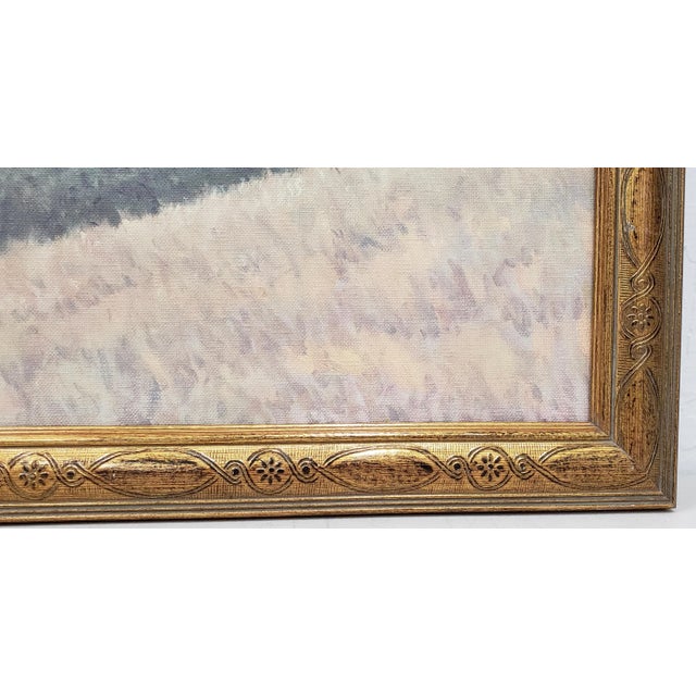 Impressionist Vintage Oil Painting "Barn in the Distance" C.1970s For Sale - Image 3 of 10