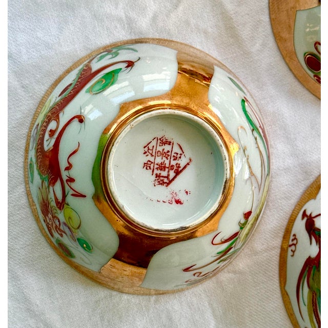 Chinese Dragon and Phoenix Rice Bowls - Set of 5 For Sale - Image 14 of 16
