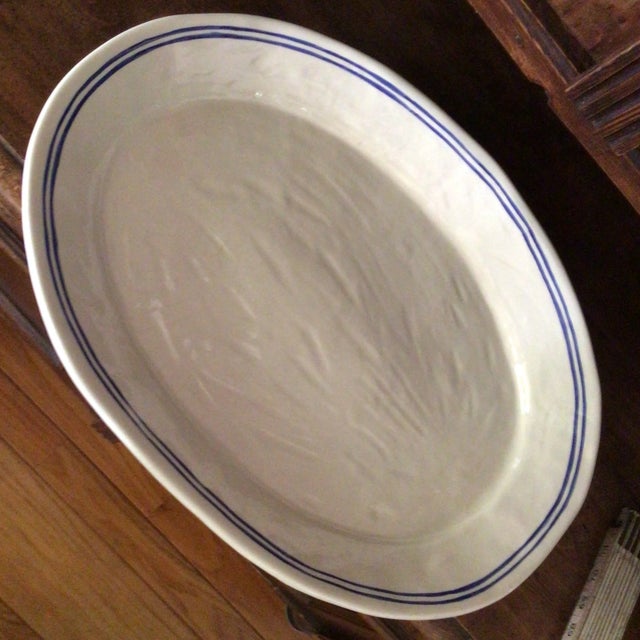 Large Platter Agneta Livijn White With Double Blue Lines Around Rim For Sale - Image 9 of 13