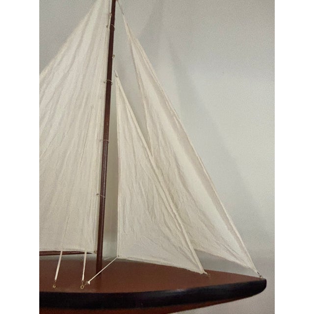 Vintage Triple Sail Coastal Scale Model of Sail Boat For Sale - Image 9 of 12