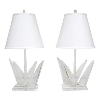 Pair of Lucite Table Lamps by Van Teal For Sale