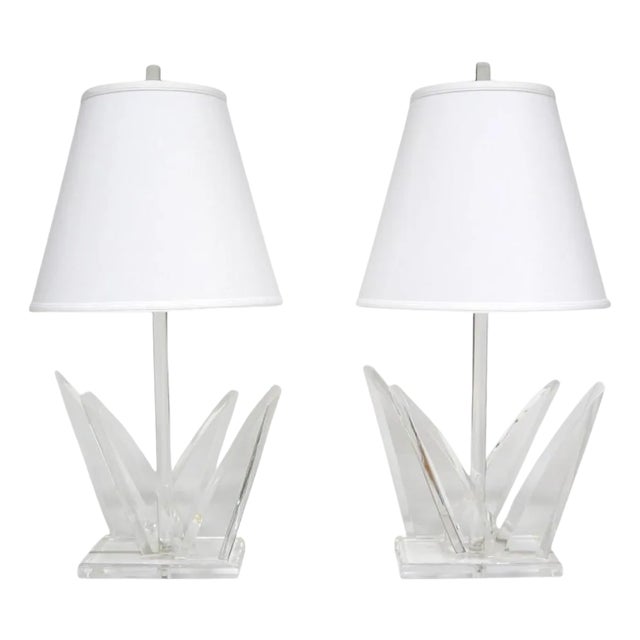 Pair of Lucite Table Lamps by Van Teal For Sale
