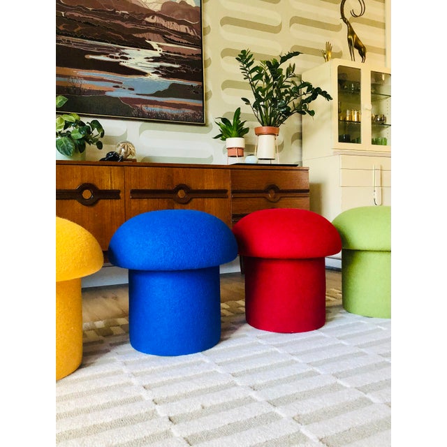 Mid-Century Modern Mushroom Ottoman in Goji Wool For Sale - Image 3 of 11