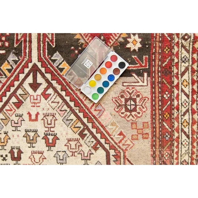 1910s 1910s Antique Armenian Karabagh Medallion Geometric Botanical Red Brown Hand-Knotted Wool Pile Rug - 3’9” X 8’6” For Sale - Image 5 of 10