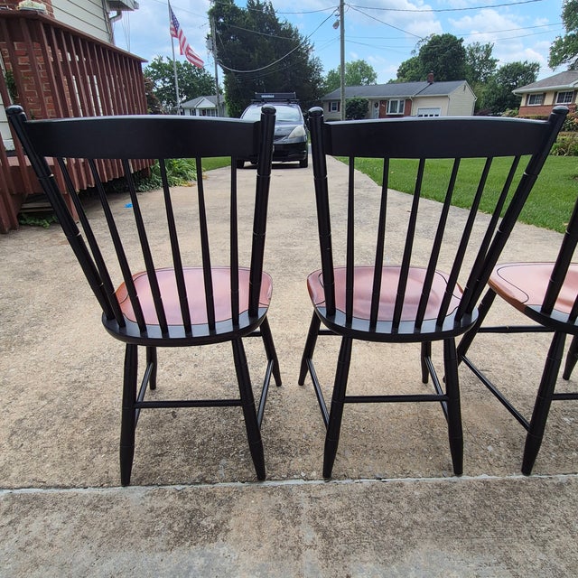2001 Hitchcock Harvest Stenciled Faux Bamboo Cherry Windsor Dining Chairs, Set of 4 For Sale - Image 11 of 15