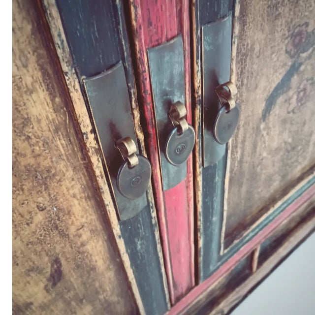 Black Antique Chinese Hand Painted Hall Cabinet For Sale - Image 8 of 18