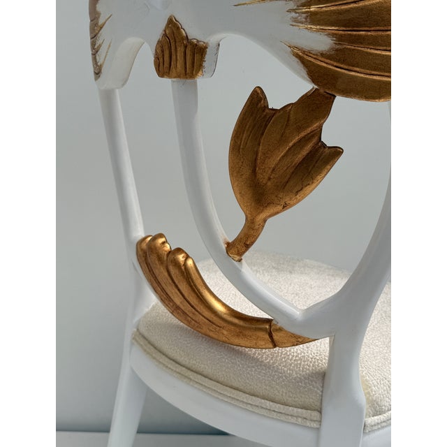1980s Set of Four Hollywood Regency Carved Lotus Chairs For Sale - Image 11 of 12