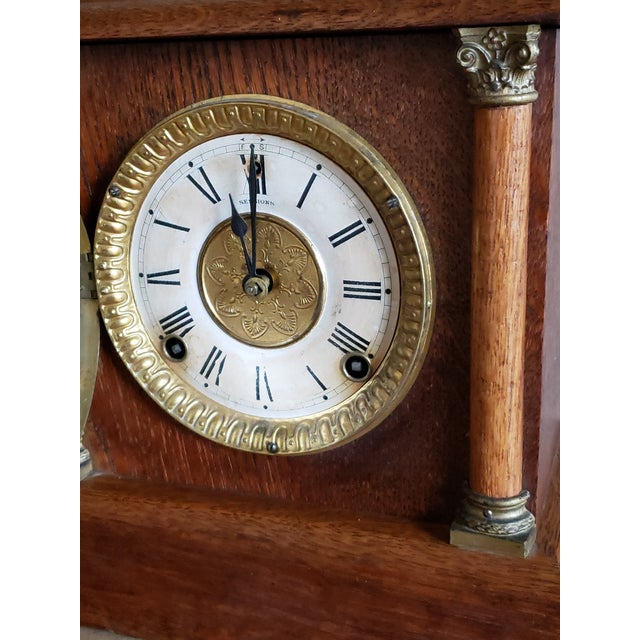 Antique Sessions Early American 8 Day Cathedral Gong Oak Mantle Clock