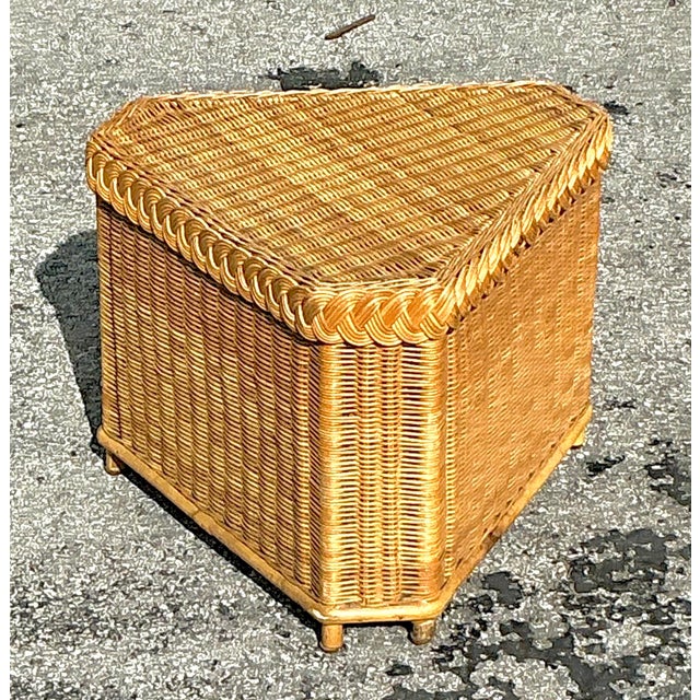 Late 20th Century Vintage Coastal Brown Jordan Triangle Side Table For Sale - Image 5 of 8