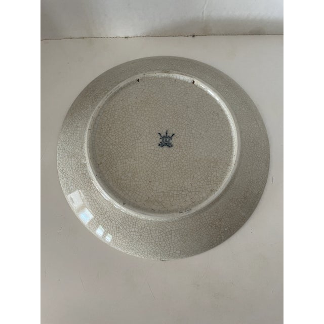 Antique Crackled Glass j.m.n.c. Ceramic Amsteldam Decorative Hand Painted Plate Marked For Sale - Image 4 of 5