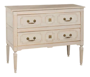 French Louis XVI 18th Century Painted Two-Drawer Commode with Fluted Accents