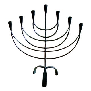 Large Swedish Wrought Iron Menorah, 1950s For Sale