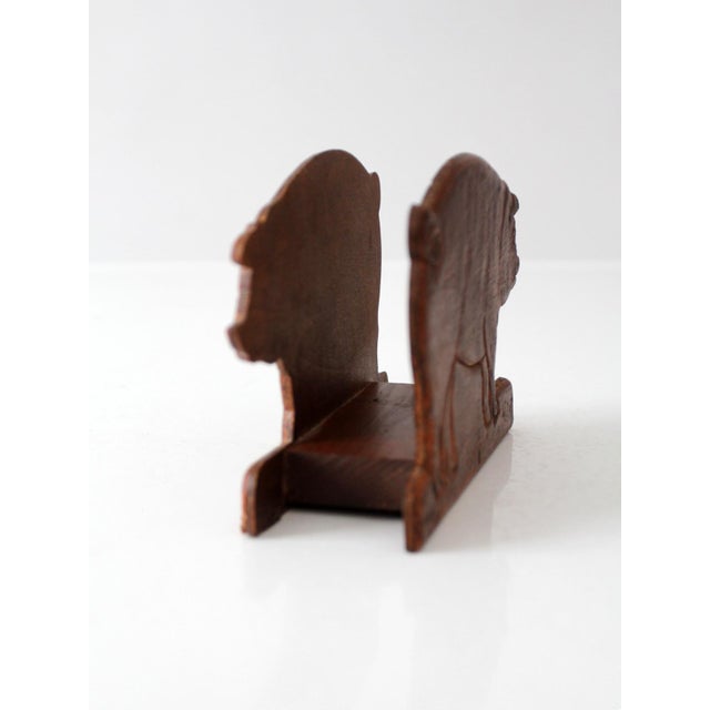 Vintage Folk Art Carved Wooden Pig Napkin Holder For Sale - Image 6 of 10