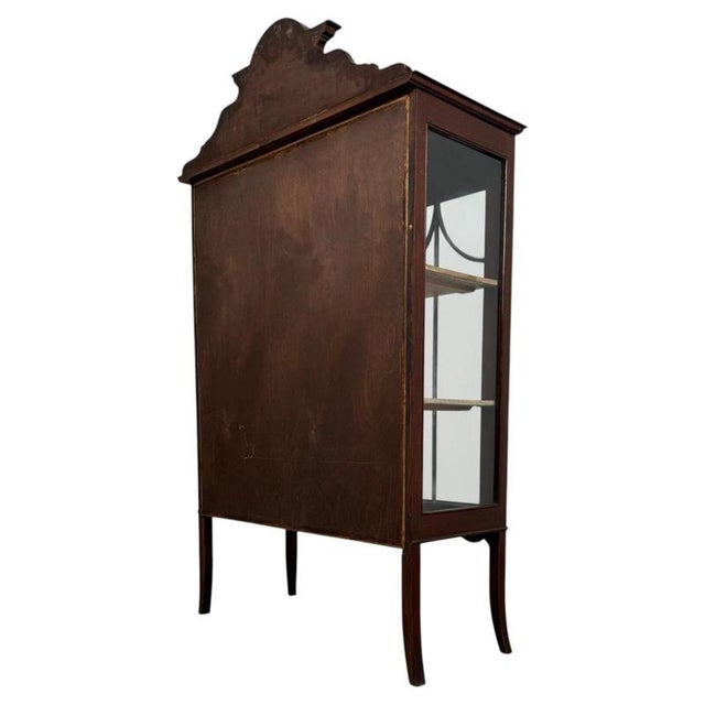 Antique English Inlaid Mahogany Display Cabinet For Sale - Image 10 of 12
