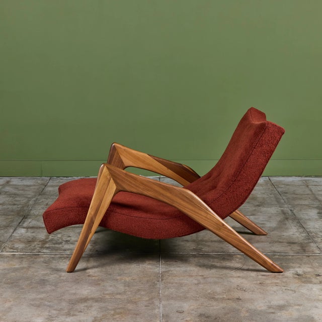 Burnt Orange Adrian Pearsall "Crescent" Chaise Lounge for Craft Associates For Sale - Image 8 of 17