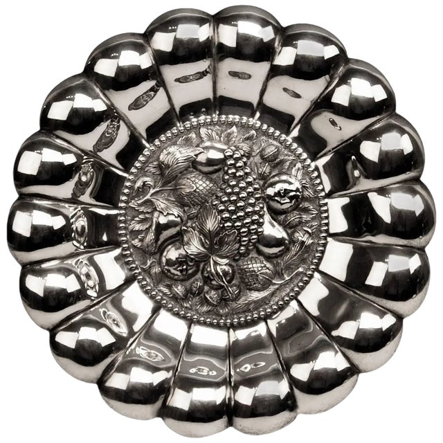 Silver 800 Plate with Fruit Decor, Vienna, 1890s For Sale