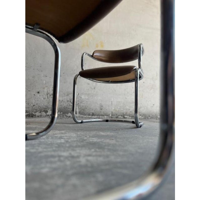 Vintage Italian Chrome and Skai Armchair, 1970s For Sale - Image 6 of 18