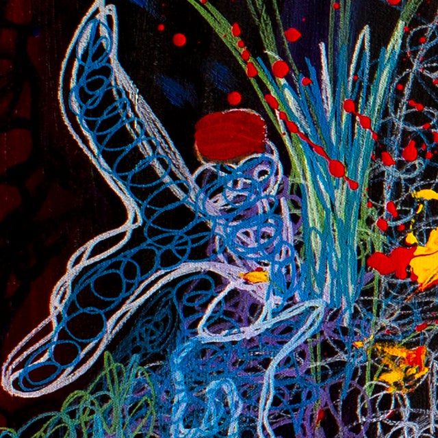 Textile Le Petit Prince — Abstract Expressionist Painting, Acrylics and Oil Markers on Canvas, 36 × 36 In For Sale - Image 7 of 7