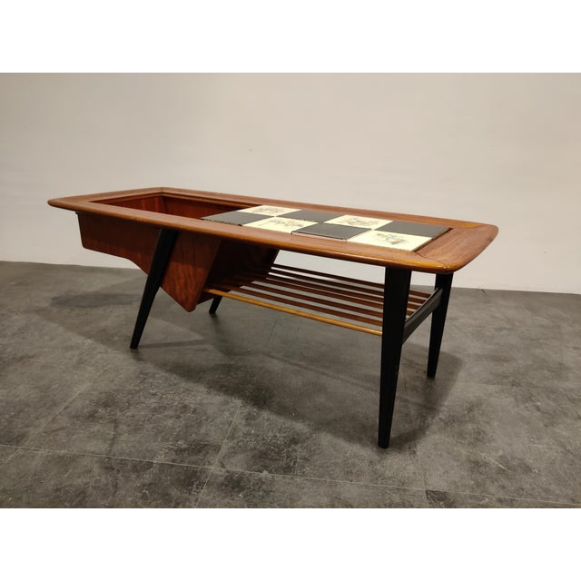 Vintage Hidden Bar Coffee Table attributed to Alfred Hendrickx for Belfom, 1950s For Sale - Image 6 of 9