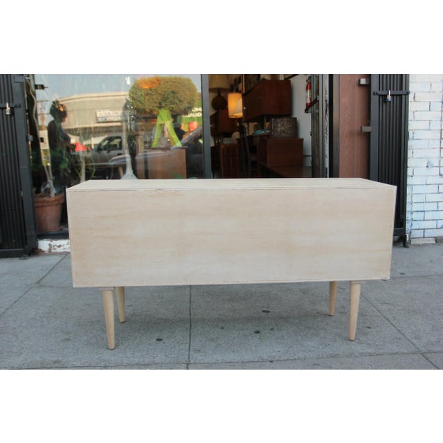 Mid-Century Maple Vinyl Organizer Credenza For Sale - Image 4 of 12
