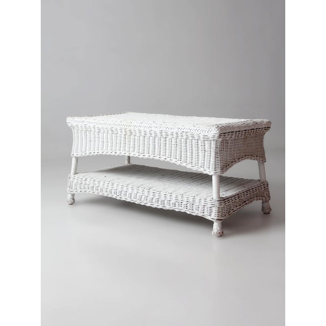 Early 20th Century Antique White Wicker Coffee Table For Sale - Image 5 of 13
