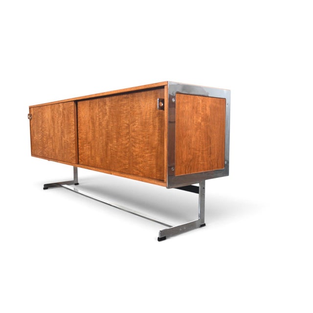 Wood Late 20th Century Rare Richard Round Space Age Credenza in Teak + Chrome, Attributed For Sale - Image 7 of 15