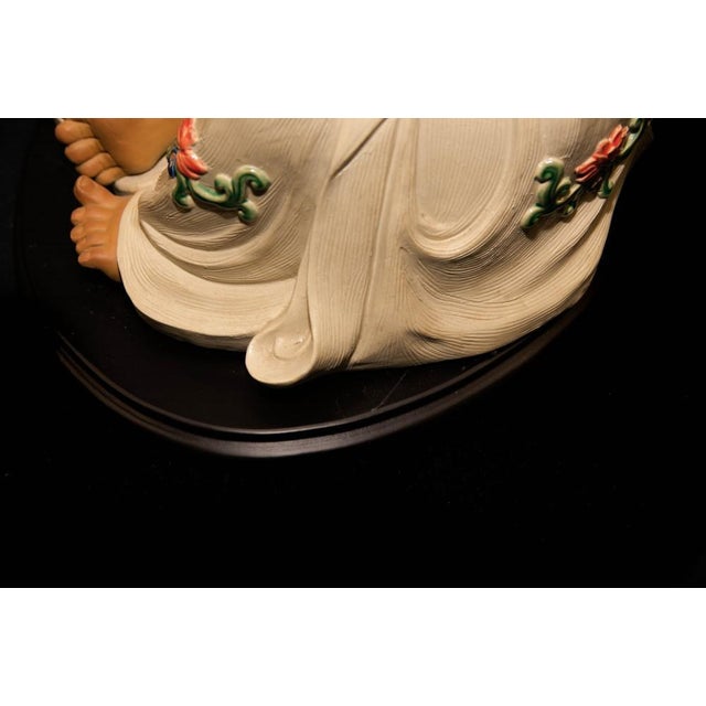 Light Yellow Chinese Qing Porcelain Buddhist Statue For Sale - Image 8 of 9