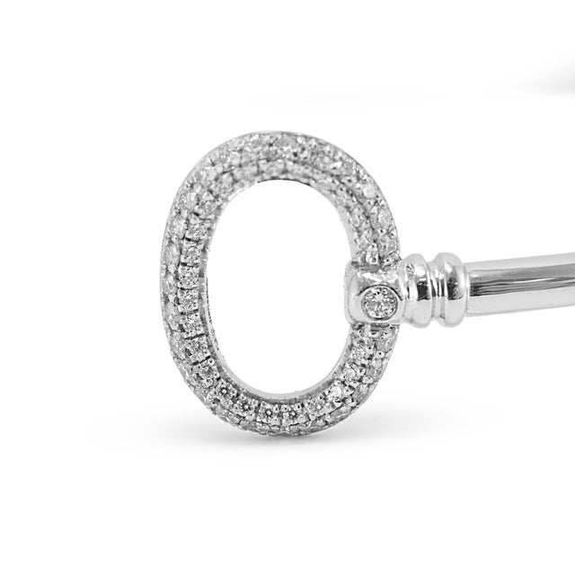 Early 21st Century Tiffany & Co. Keys Wire 18k White Gold 0.20ctw Pave Diamond Cuff Bangle Bracelet For Sale - Image 5 of 9