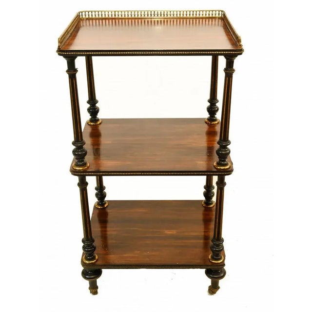 Victorian Whatnot Shelf Trolley in Rosewood, 1860 For Sale - Image 6 of 11