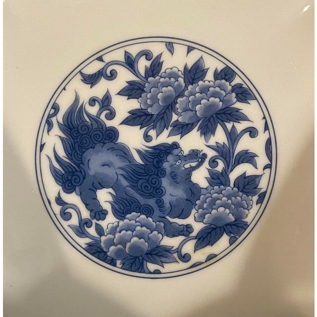 Late 20th Century Late 20th Century Octagonal Imari Style Serving Bowl With Geometric and Dog Motif From Otagiri For Sale - Image 5 of 8