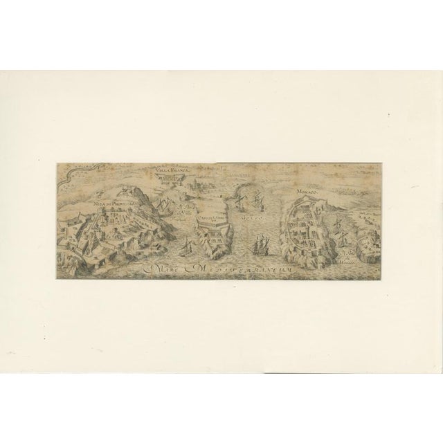 Villefranche, Nice & Monaco Coast – Rare German Copper Engraving c.1692 : This rare late-17th-century copper engraving...