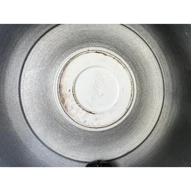 Black 80's Vintage Claudia Hand Painted Flower Design Decorative Pottery Plate For Sale - Image 8 of 12