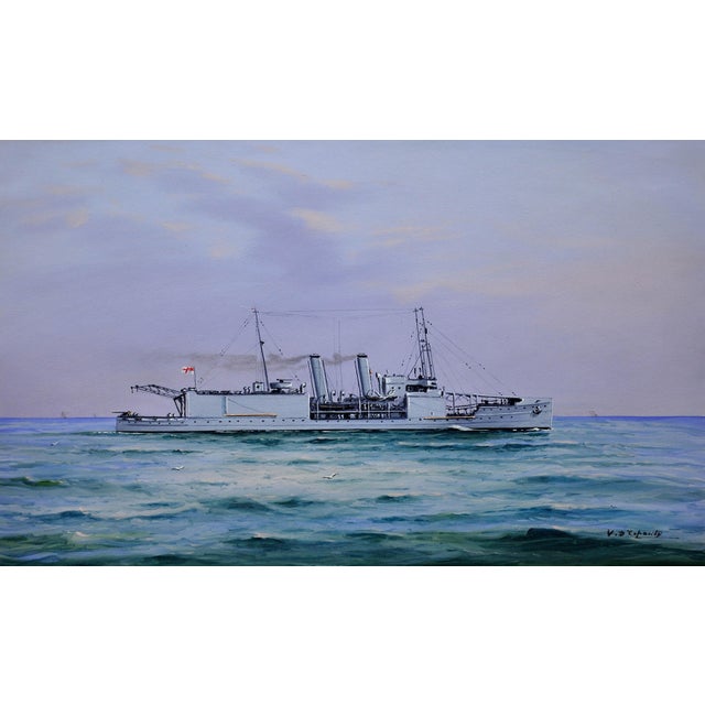 Vincenzo d’esposito. italian ( b.1886 - d.1946 ). hms nairana, royal navy seaplane carrier. gouache on paper. signed lower...