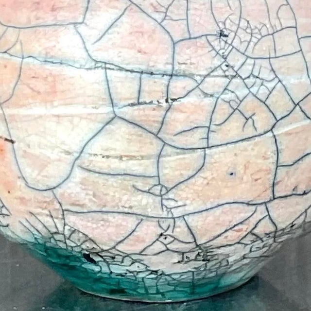 Vintage Boho Raku Fired Vase For Sale - Image 10 of 12