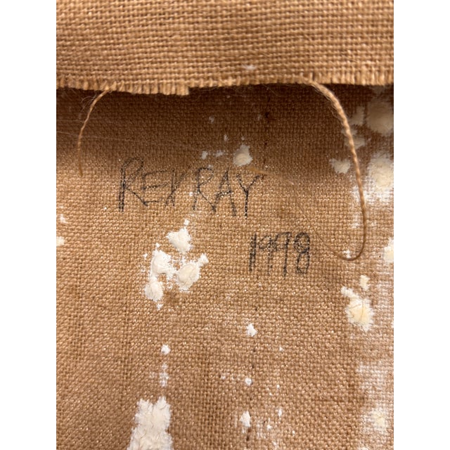 Paint Circa 1998 Rex Ray Encaustic on Jute Painting For Sale - Image 7 of 12