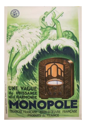 1934 French Art Deco Poster, Radio Monopole