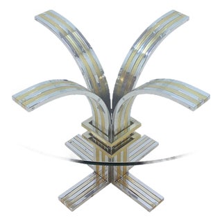 Sculptural Round Dining Table in Chrome and Brass attributed to Banci Firenze, 1970s For Sale