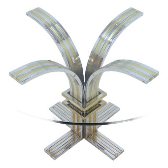 Sculptural Round Dining Table in Chrome and Brass attributed to Banci Firenze, 1970s For Sale