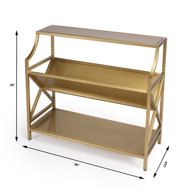 Industrial Keats Library 2-Tier 36"W Bookcase, Gold For Sale - Image 3 of 9