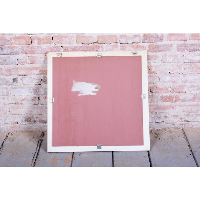 White Mid-Century Wall Mirror with Wooden Frame, Czech, 1970s For Sale - Image 8 of 10