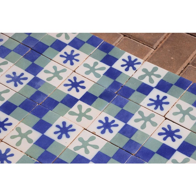 Blue 1900s Set of Sixty Antique Tiles, Green, Dark Blue and White, Portuguese For Sale - Image 8 of 18