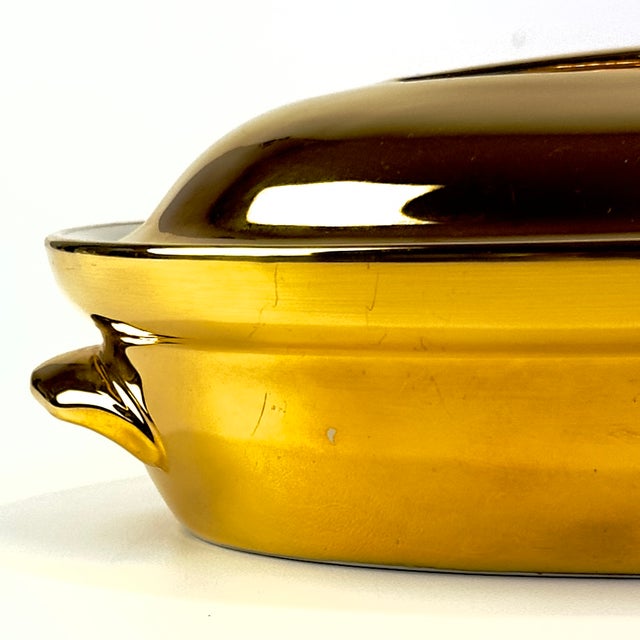 Stunning Vintage Mid-Century Modern Gold Lusterware Covered Casserole Dish by Royal Worcester, Made in England For Sale - Image 10 of 15